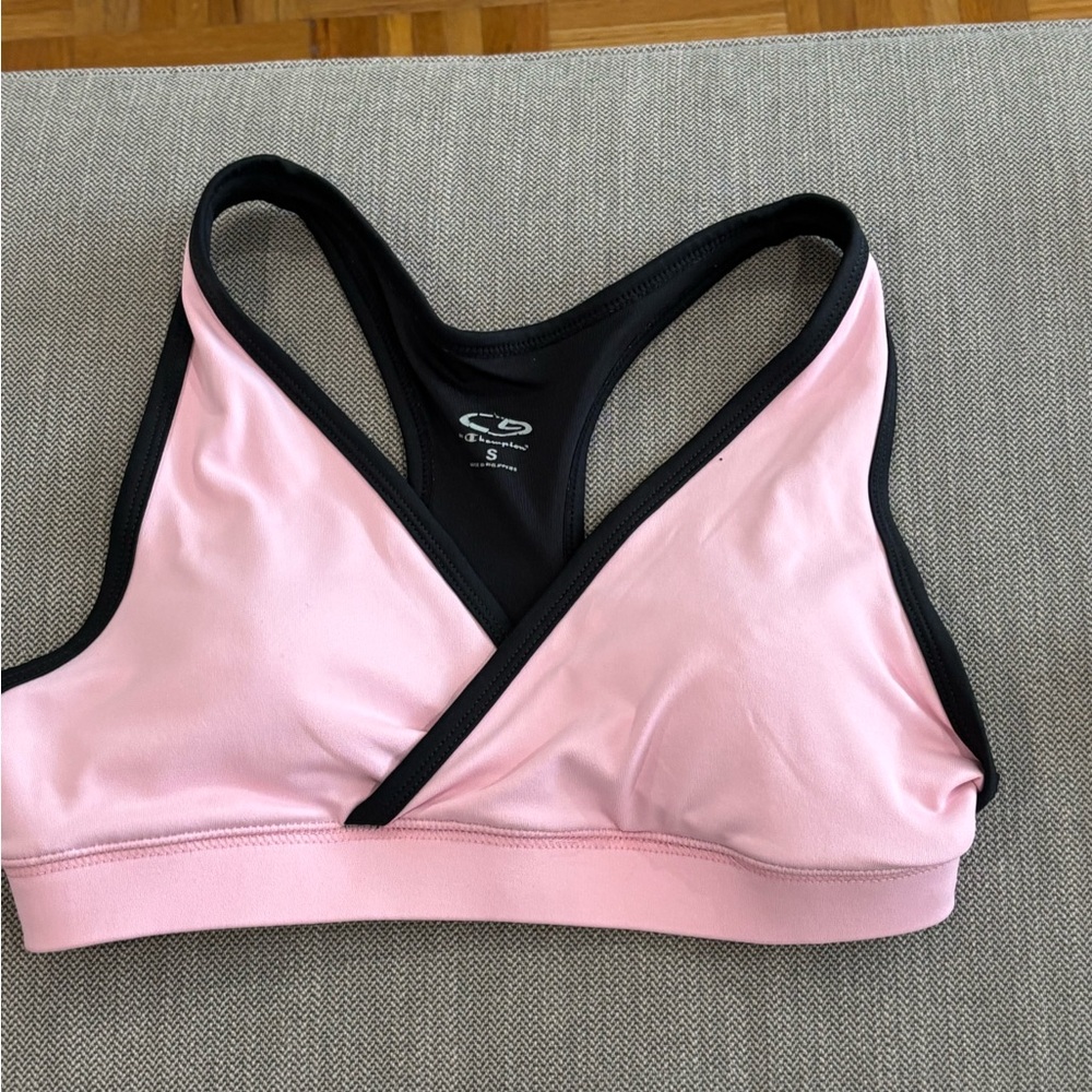 Champions Pink and Black Women's Sports Bra